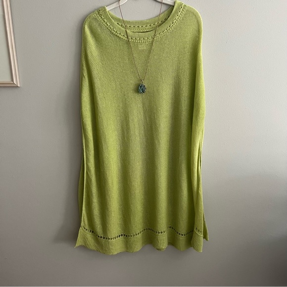 Lovely Sigrid Olsen long Poncho one size fits most in a green Linen - Picture 1 of 13